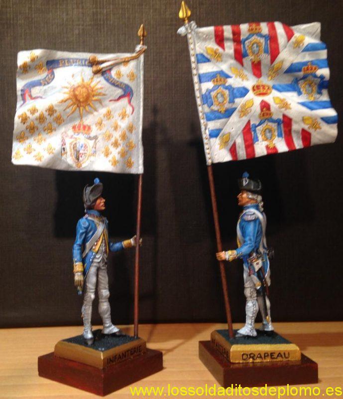 Banderas reg. Royal Deux Ponts (reg alemán al servicio de Francia). Guerra Independencia Americana 1776. Escultura Galarreta y pintura Gª Lope